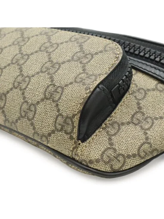 Gucci GG Supreme Belt Bag Waist Pouch Leather Beige Black - Picture 3 of 8